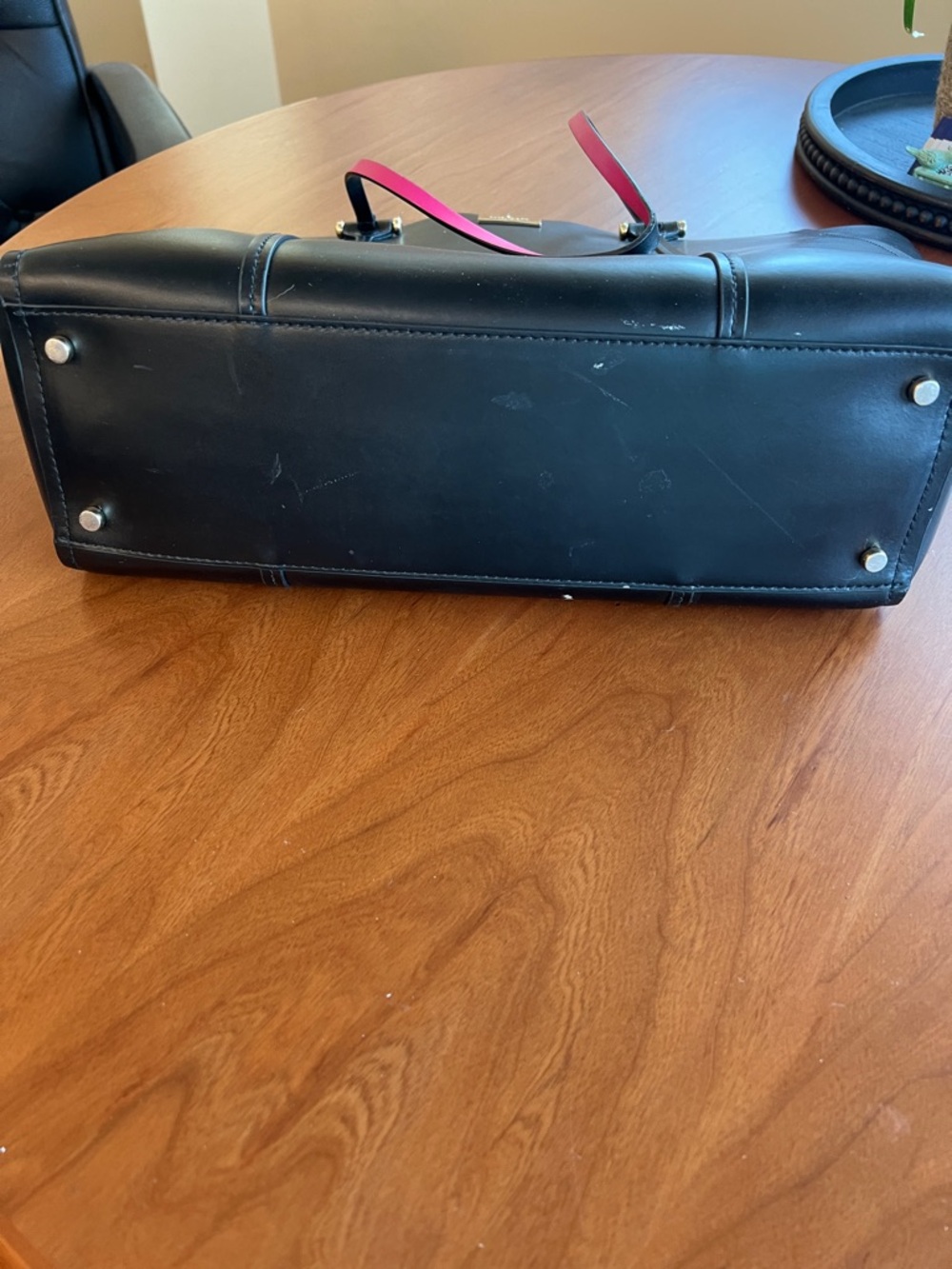 kate spade Black Leather Tote with Pink-Trim Handles - Picture 5 of 5